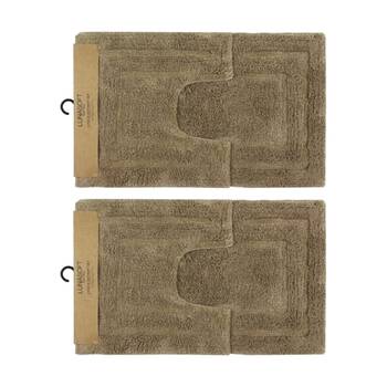 2x2pc CDSI Lunasoft Tufted Bathset Cotton Set Sandstone 50x80cm & 50x50cm