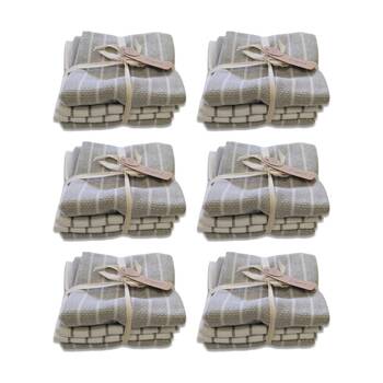 6x3pc CDSI Basket Weave Tea Towel Recycled Cotton Set Taupe 50x70cm