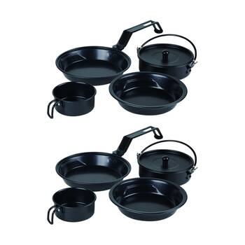 2x5pc Oztrail Mess Kit Non Stick Aluminium Lightweight Compact Camping Set