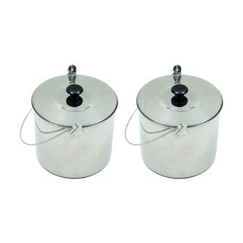 2PK Campfire Stainless Steel Billy Camping Pot Bail Handle Secure Lid 2.8L