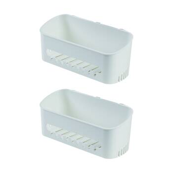 2PK Companion Suction Shelf Bathroom Storage Multiple Hooks Drainage 10kg