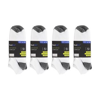 4x 5PK Footlab Men's Socks Sports Low Cut Breathable Shoe Size 6-10 White
