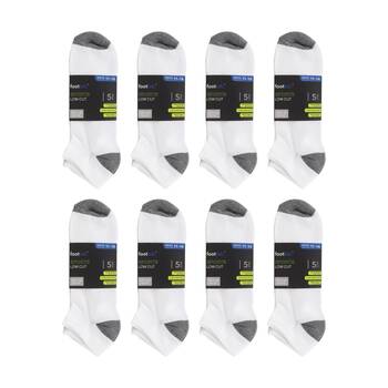 8x 5PK Footlab Men's Socks Sports Low Cut Breathable Shoe Size 11-14 White