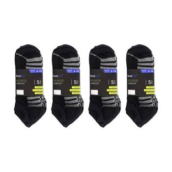 4x 5PK Footlab Men's Socks Sports Low Cut Shoe Size 6-10 Black Colour