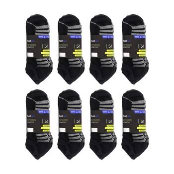 8x 5PK Footlab Men's Socks Sports Low Cut Shoe Size 6-10 Black Colour