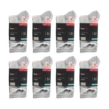 8x 5PK Footlab Women's Casual Crew Socks Shoe Size 5-8 Cotton Rich