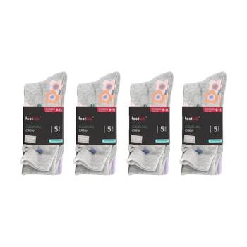 4x 5PK Footlab Women's Socks Casual Crew Shoe Size 9-11 With Motif
