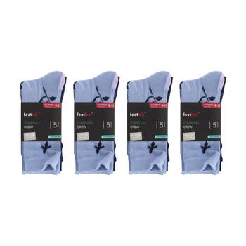 4x 5PK Footlab Women's Casual Crew Socks Cotton Rich Shoe Size 9-11
