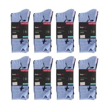 8x 5PK Footlab Women's Casual Crew Socks Cotton Rich Shoe Size 9-11