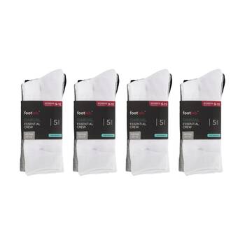 4x 5PK Footlab Women's Socks Casual Essential Crew Shoe Size 9-11 White