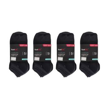 4x 5PK Footlab Casual Essential Low Cut Socks Women's Shoe Size 5-8 Black