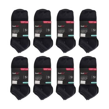 8x 5PK Footlab Casual Essential Low Cut Socks Women's Shoe Size 5-8 Black