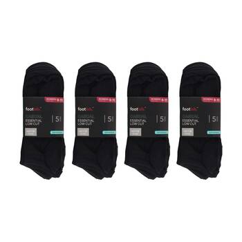 4x 5PK Footlab Women's Socks Casual Essential Low Cut Shoe Size 9-11 Black