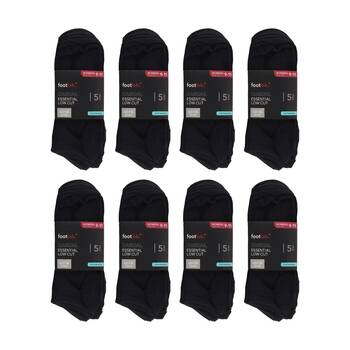 8x 5PK Footlab Women's Socks Casual Essential Low Cut Shoe Size 9-11 Black