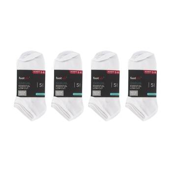 4x 5PK Footlab Women's Socks Casual Essential Low Cut Shoe Size 5-8 White