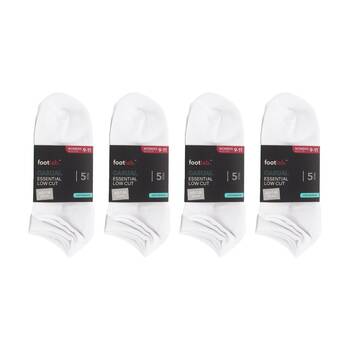 4x 5PK Footlab Women's Socks Casual Essential Low Cut Shoe Size 9-11 White