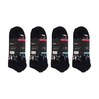 4x 5PK Footlab Women's Socks Casual Low Cut Shoe Size 9-11 With Design