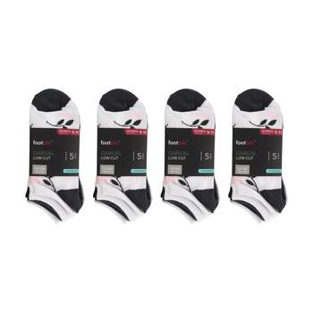 4x 5PK Footlab Women's Socks Casual Low Cut With Design Shoe Size 9-11