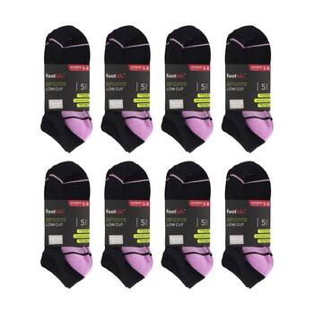 8x 5PK Footlab Sports Low Cut Socks Women's Shoe Size 5-8 Black