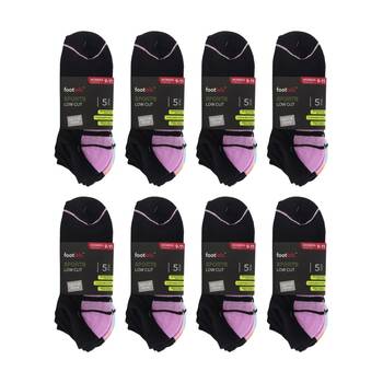 8x 5PK Footlab Women's Socks Sports Low Cut Shoe Size 9-11 Black