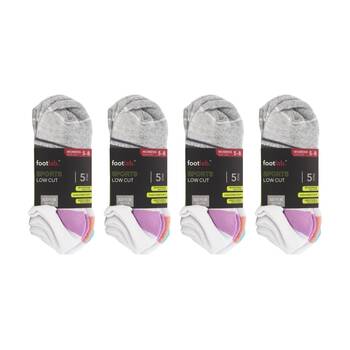 4x 5PK Footlab Women's Socks Sports Low Cut Breathable Shoe Size 5-8 White