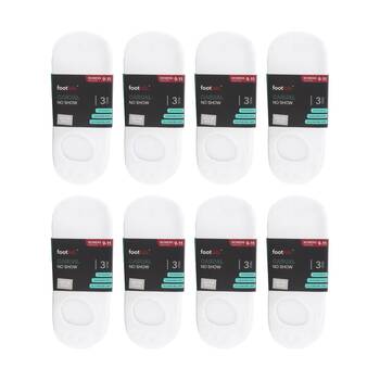 8x 3PK Footlab Women's Casual Socks No Show Shoe Size 9-11 White