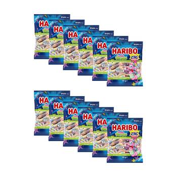 12PK Haribo Fruity Wormies 140g Fruit Flavour Sour Lollies/Gummies