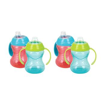 2x 2pc Nuby Clik-It Soft Spout Grip N Sip Toddler Cup 300ml Orange/Teal 4m+