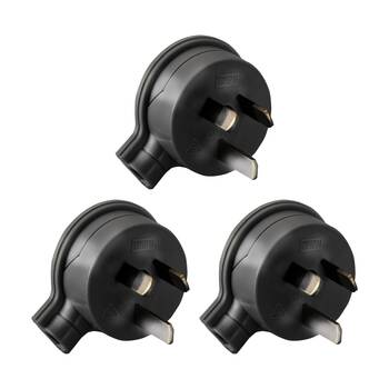 3PK Hpm 3 Pin Flat Plug Top Black 106/1Bl Side Entry HPM Electrical Power
