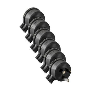 6PK Hpm 3 Pin Flat Plug Top Black 106/1Bl Side Entry HPM Electrical Power