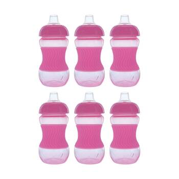 6x Nuby Mini Gripper Soft Spout Sippy Cup Touch-Flo Valve 180ml Assorted 6m+