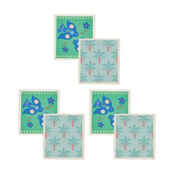 3x 2pc Annabel Trends Swedish Style Dish Cloths Fiesta Bird/Fiesta Palm 17x19cm