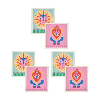 3x 2pc Annabel Trends Swedish Style Dish Cloths Fiesta Sun/Fiesta Heart 17x19cm