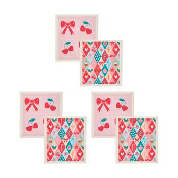 3x 2pc Annabel Trends Dish Cloths Christmas & Bows/Cherries 17x19cm