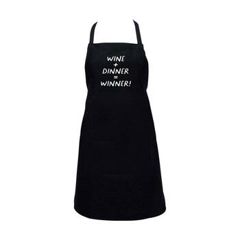 Annabel Trends Black & White Kitchen Apron Wine + Dinner = Winner 60x80 cm
