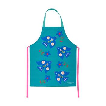 Annabel Trends Blue Kitchen Apron W/ Fiesta Bird Print 100% Cotton 60x78cm