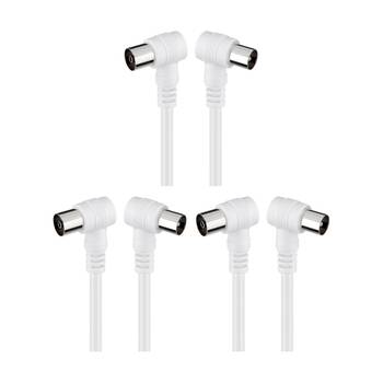 3PK Goobay Angled Antenna Cable <70 dB M/F 10M Double Shielded Coax - White