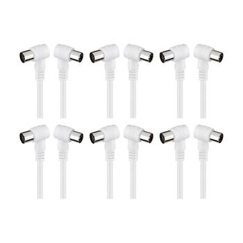6PK Goobay Angled Antenna Cable <70 dB M/F 10M Double Shielded Coax - White