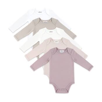 5pc The Peanutshell Baby Snap Front Long Sleeve Bodysuits Cotton Pink