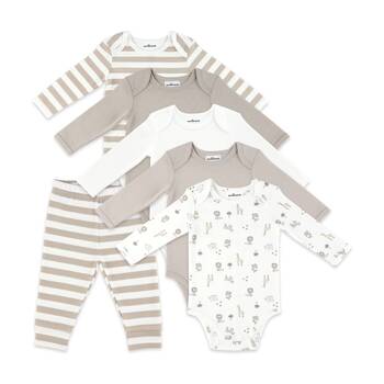 6pc The Peanutshell Baby Long Sleeve Bodysuit/Leggings Basics Cotton Neutral