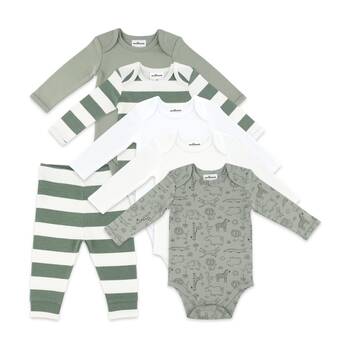 6pc The Peanutshell Baby Long Sleeve Bodysuit & Leggings Basics Cotton Sage