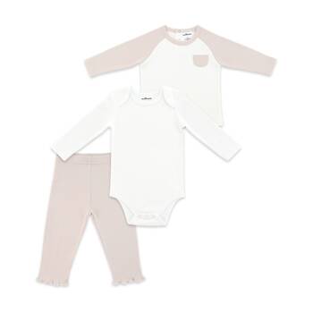 3pc The Peanutshell Baby Long Sleeve Top/Pants W/ Bodysuit Playwear Pink