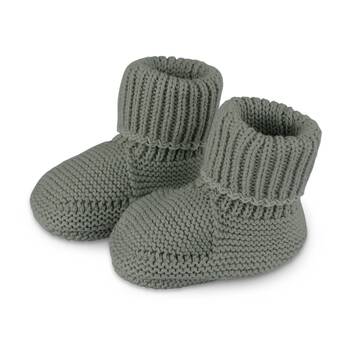The Peanutshell Baby Knitted Booties Winter Warming Footwear Cotton Sage