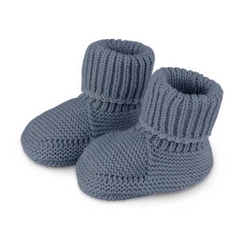 The Peanutshell Baby Knitted Booties Winter Warming Footwear Cotton Navy