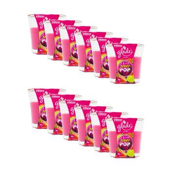 12PK Glade Berry Pop Home Decor Candle Sweet Fruity Fragrance Scented 96g