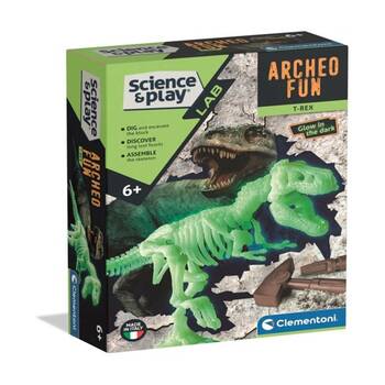 Clementoni Science & Play Dig Kit T-Rex Glow Skeleton Educational 6y+