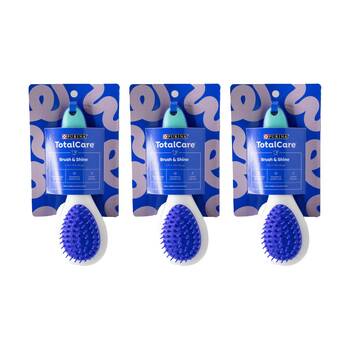 3PK Purina Total Care Shine 2 In 1 Shedding Control Dog Brush Blue
