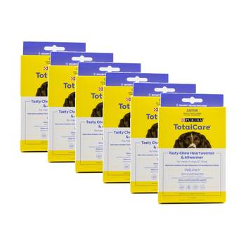 6x 3pc Purina Total Care Tasty Chews Heartwormer & Allwormer For Dogs M 11-22kg