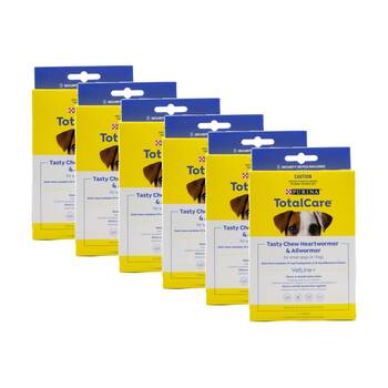 6x 3pc Purina Total Care Tasty Chews Heartwormer & Allwormer For Dogs S 4-11kg