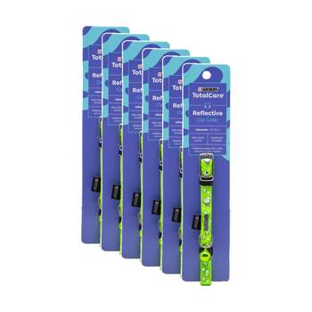 6PK Purina Total Care Reflective Adjustable Cat Collar W/ Bell 23-27cm Assorted